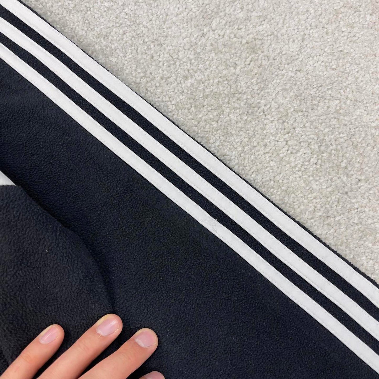 Black Adidas technical fleece Small 1/4 zip pull over y2k autumn style lightweight zip up striped