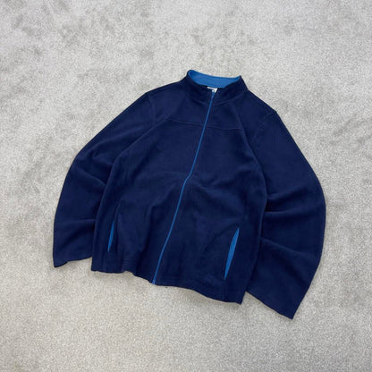Navy Starter technical fleece 2XL Women's full zip up y2k style autumn lightweight