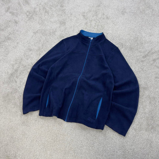 Navy Starter technical fleece 2XL Women's full zip up y2k style autumn lightweight