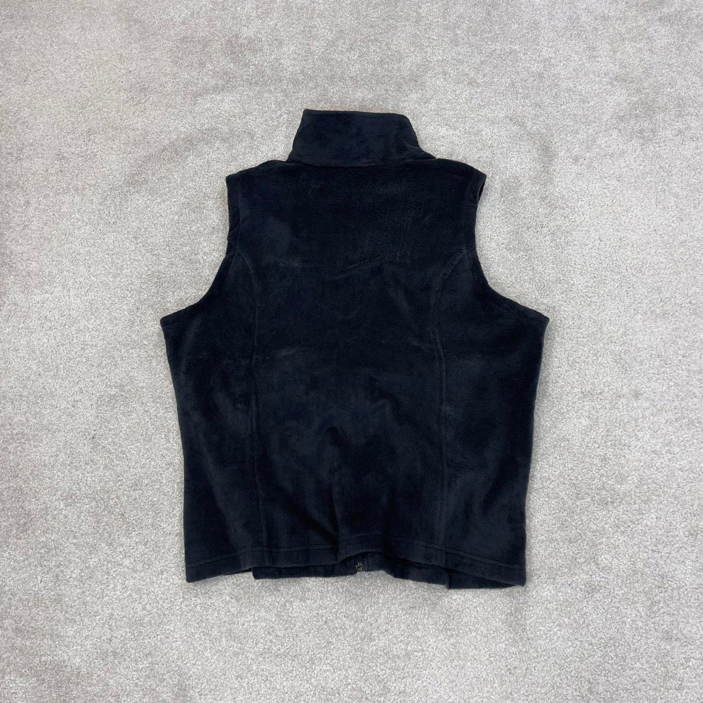 Y2K Womens Columbia technical fleece gilet XL black zip up Subway logo
