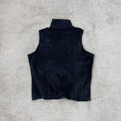 Y2K Womens Columbia technical fleece gilet XL black zip up Subway logo