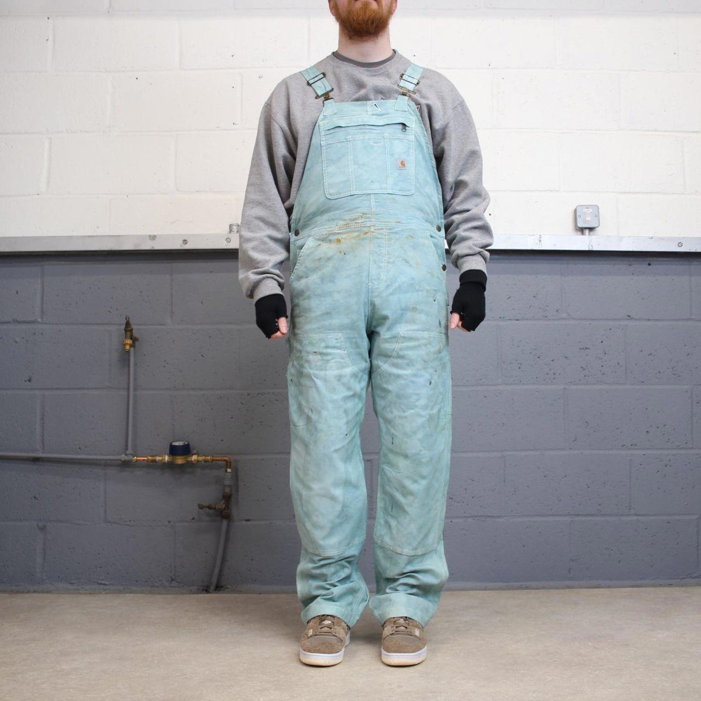 Vintage Carhartt dungarees women’s medium 8/10 bleached blue overalls utility worker festival