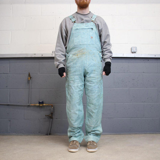 Vintage Carhartt dungarees women’s medium 8/10 bleached blue overalls utility worker festival