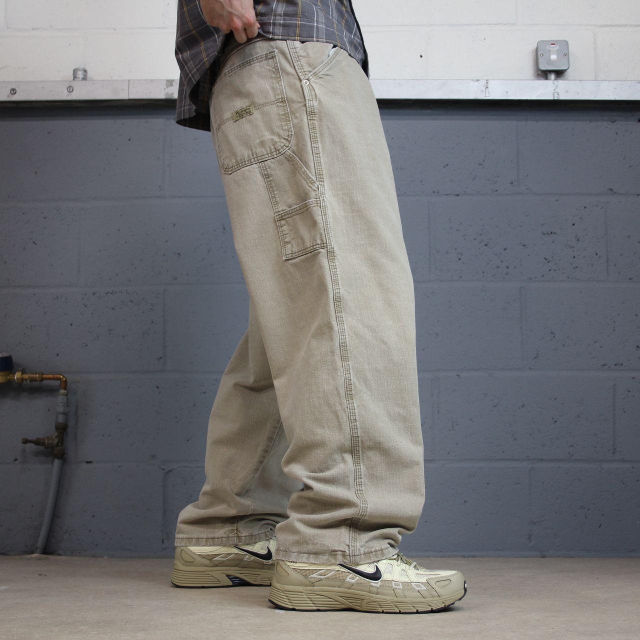 Baggy Wrangler carpenter jeans y2k washed beige denim Wide leg skater 2000s style utility cargo pant