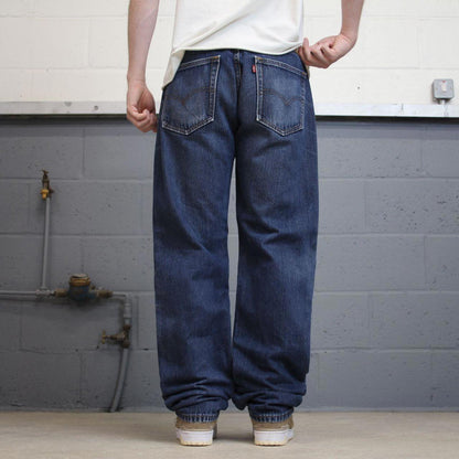 Levis 505 jeans blue loose W36L36 straight leg y2k style pants red tab logo