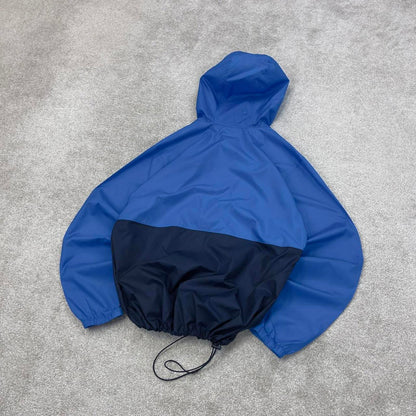 Blue Navy Columbia technical jacket M men's y2k style unlined hooded adjustable windbreaker autumn