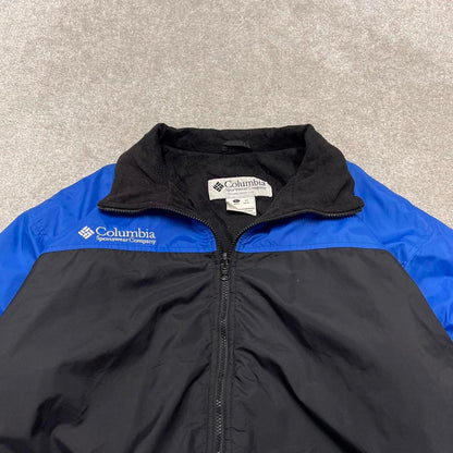 Y2K Columbia technical windbreaker jacket black blue Padded boxy fit tech coat adjustable