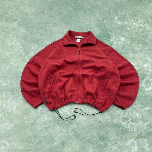 Y2K Columbia technical fleece red XXL Full zip up boxy fit fleece adjustable toggle waist