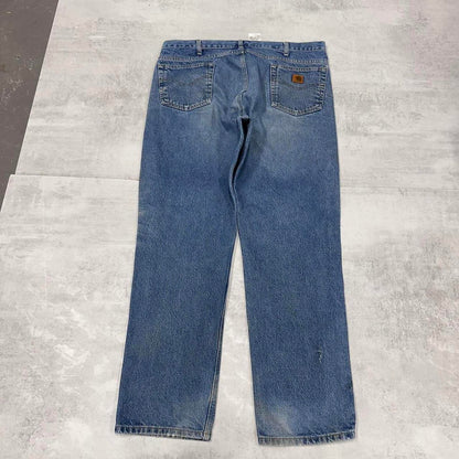 Blue vintage Carhartt jeans W40 L32 Loose traditional fit thick denim work jeans