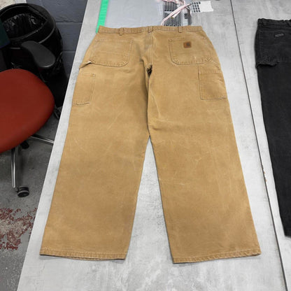 Baggy Carhartt carpenter jeans W40L30 wide leg thick canvas sand brown cargos