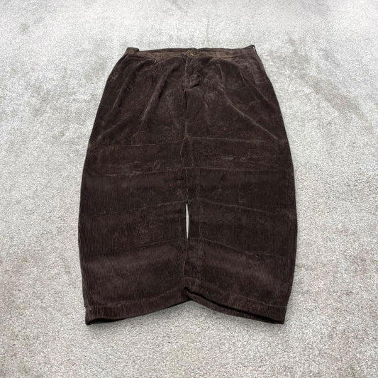 Vintage baggy pleated jumbo corduroy pants brown Croft & Barrow Wide wale chunky cord trousers