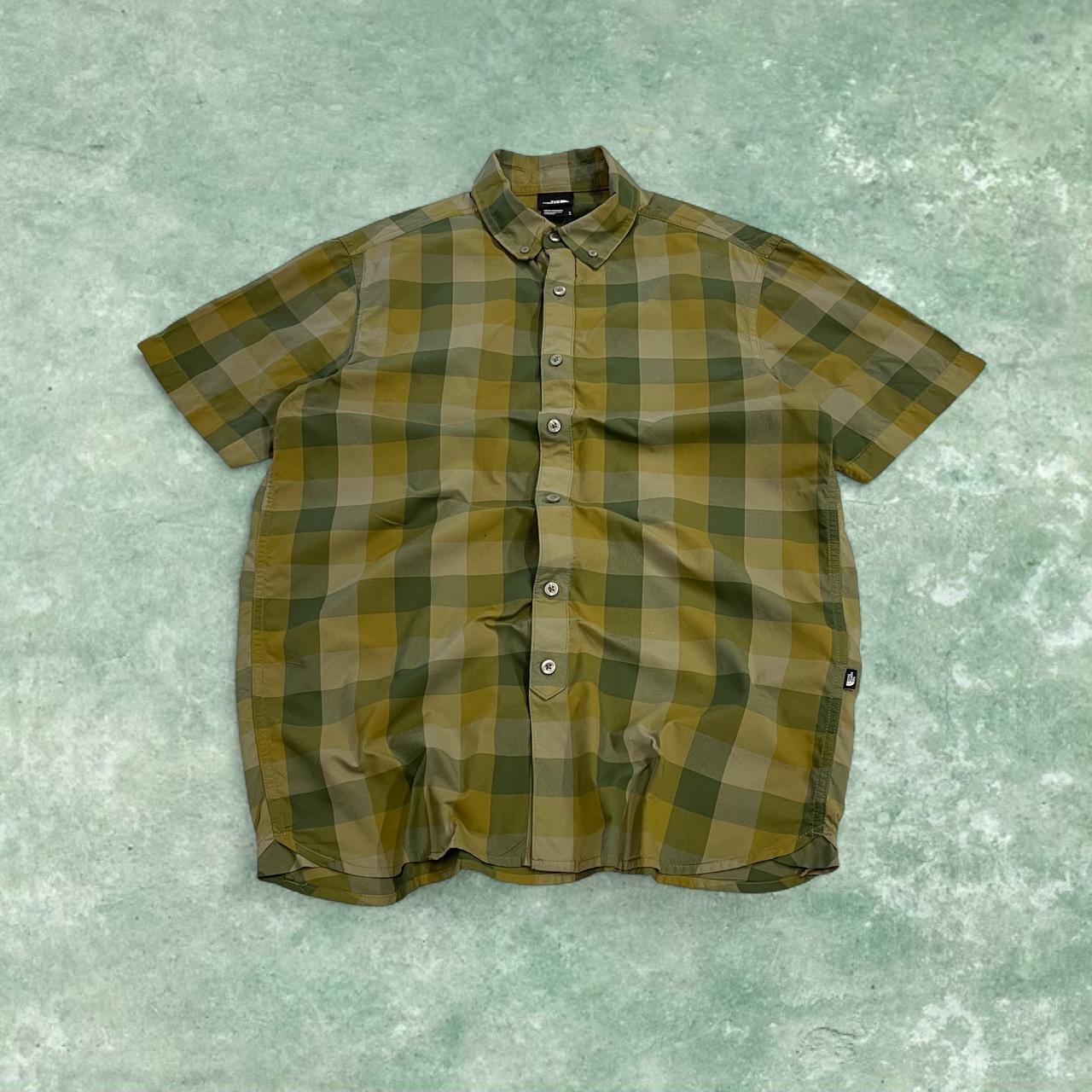 North face checkered short sleeve shirt green TNF festival surf style check shirt button down summer