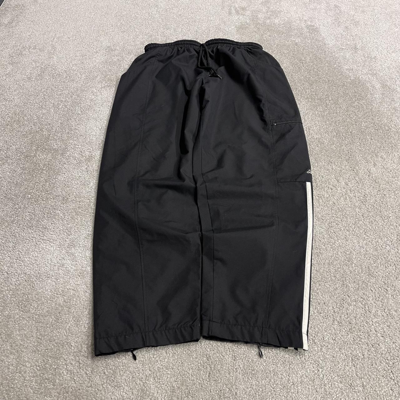 Baggy Y2K Adidas tracksuit bottoms black Embroidered side stripe track pants