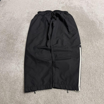 Baggy Y2K Adidas tracksuit bottoms black Embroidered side stripe track pants