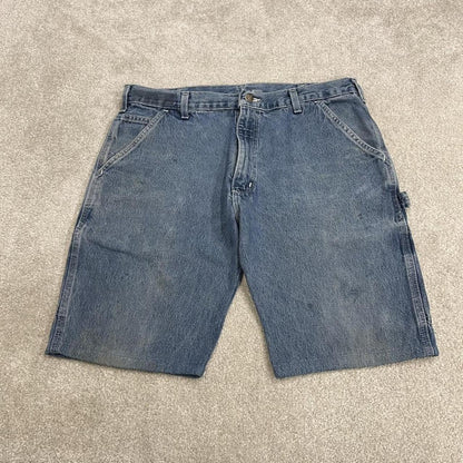 Carhartt carpenter denim shorts y2k faded blue Skater / surf style work jorts