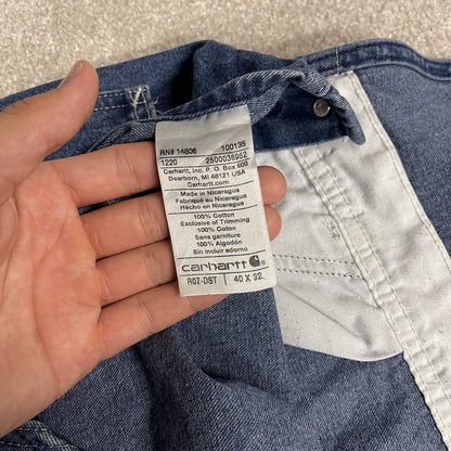 Carhartt denim short dungarees y2k blue overalls festival / skate wear bib & brace utility workwear