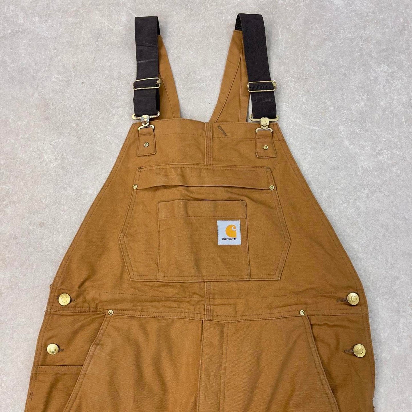 Vintage Carhartt overalls W38 L30 mens canvas dungarees Tan utility worker