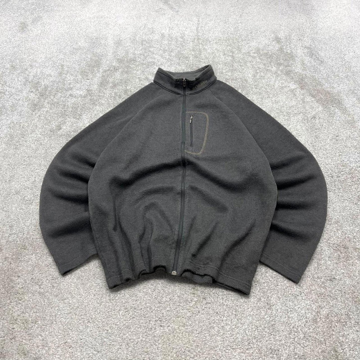 00s Columbia technical fleece XL men's grey full zip up y2k style autumn adjustable waist