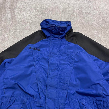 Y2K Columbia technical windbreaker jacket navy Adjustable walking tech coat with black panels