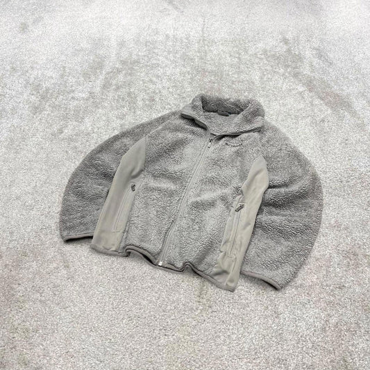 00s Columbia technical fleece M women's grey full zip up y2k teddy bear style autumn