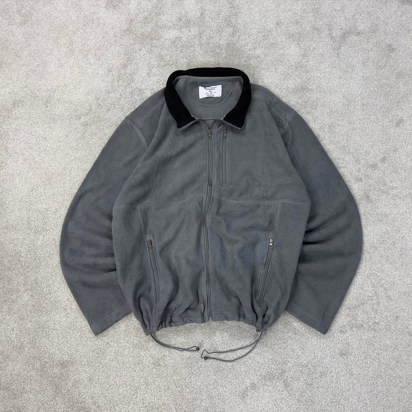 Grey Champion technical fleece XXL full zip up y2k 00s style autumn adjustable waist outdoors wear