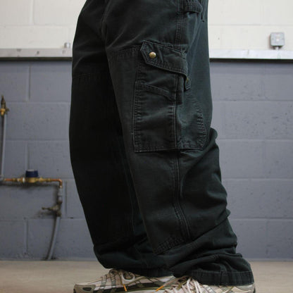 Carhartt carpenter jeans loose leg faded black Loose relaxed canvasy skate style cargo work pants
