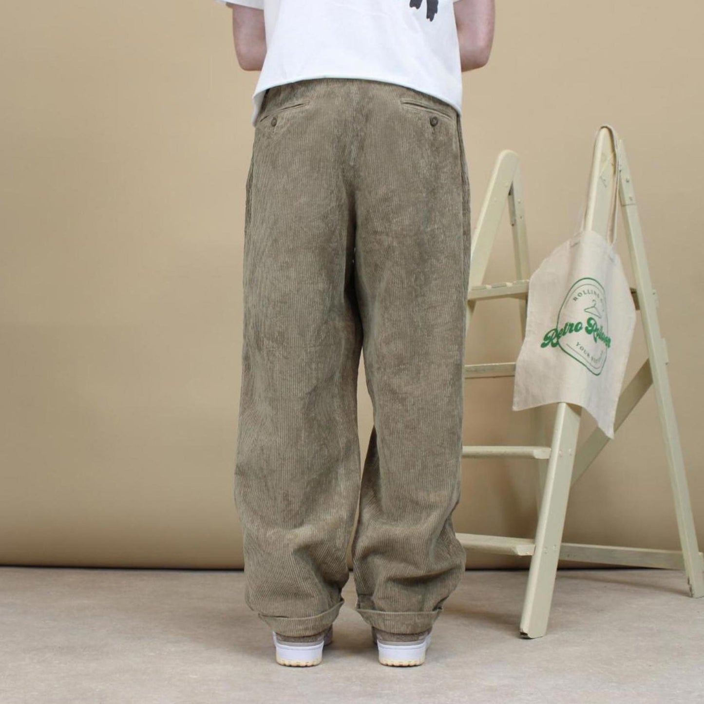 Tan baggy corduroy trousers W36L30