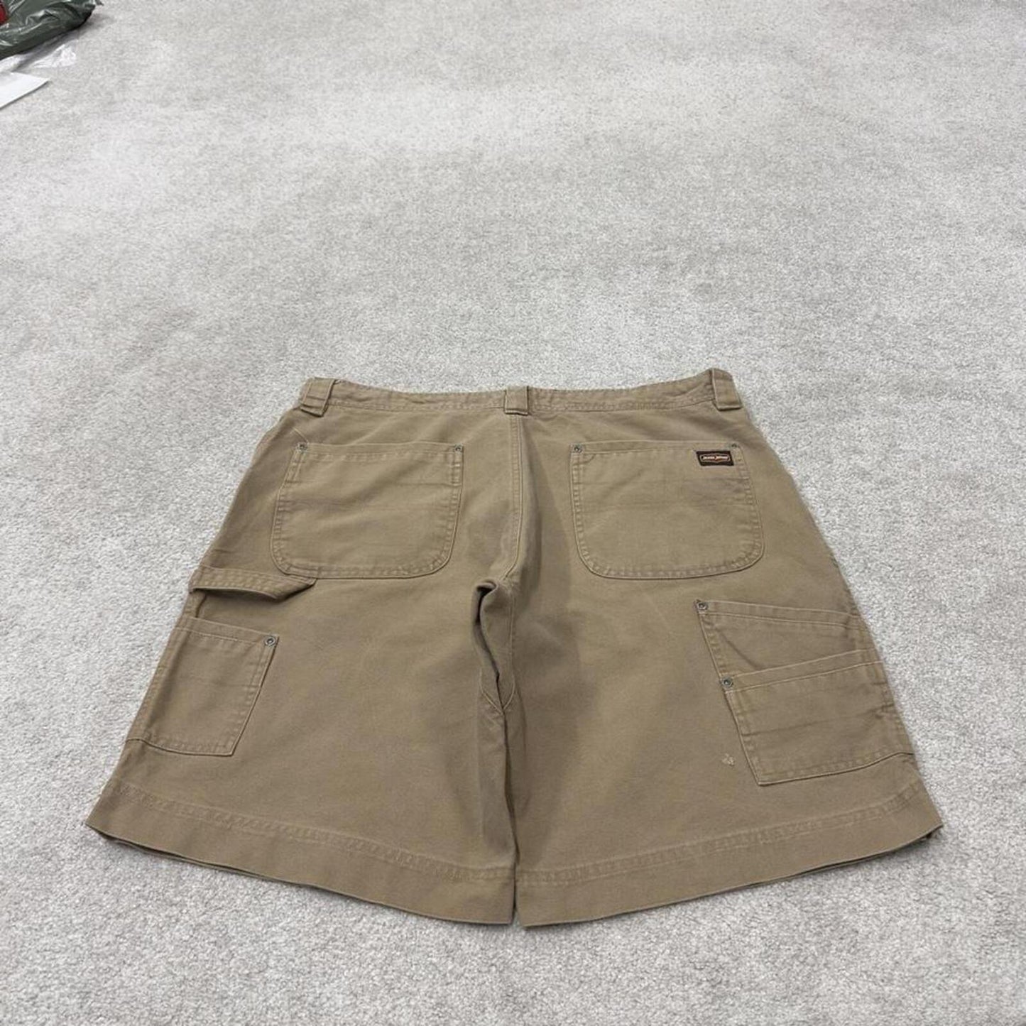 Baggy carpenter shorts canvas work tan Jesse James loose skate style summer festival jorts