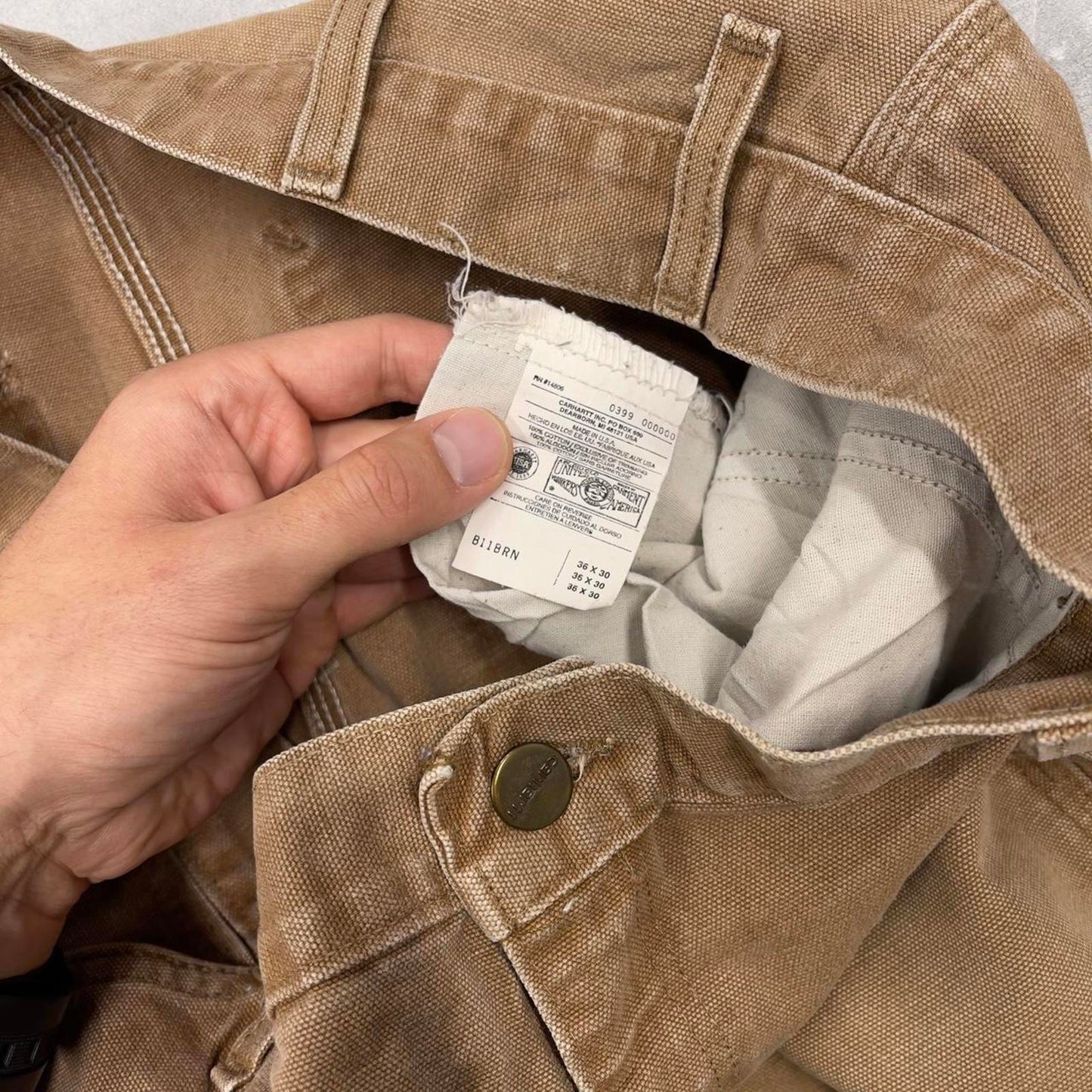 Vintage Tan baggy Carhartt carpenter jeans W36L30 skater style loose leg cargos