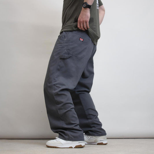 Grey Wrangler carpenter jeans W40 L30 Grey baggy skater cargo trousers patch logo