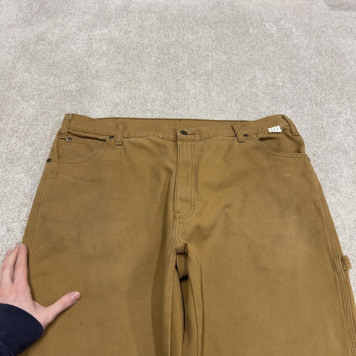 Baggy Dickies carpenter jeans wide leg tan W40L30 Skater / workwear style canvas cargo pants