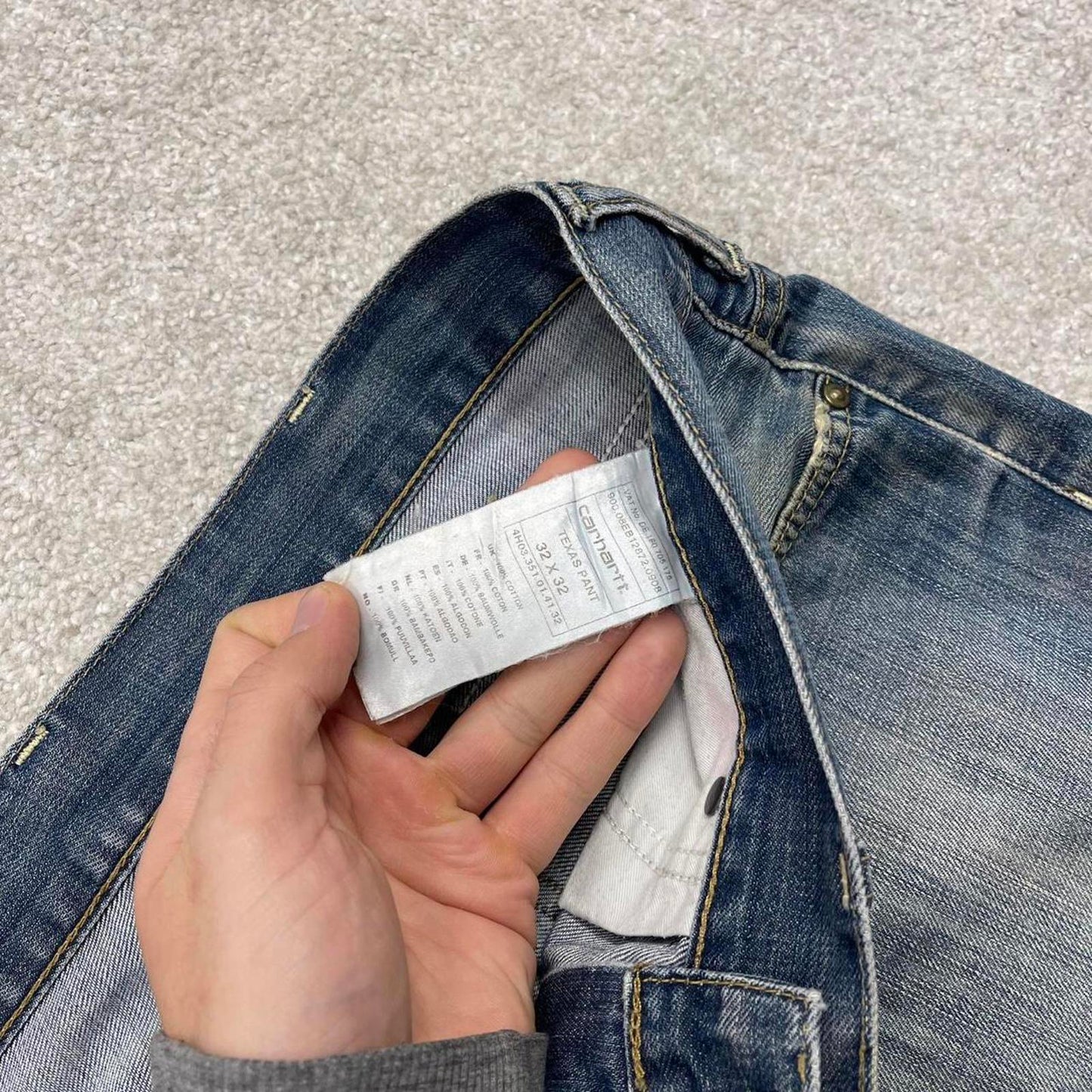 00s Carhartt jeans 90s skater style W32L32 blue denim 5 pocket workwear jeans