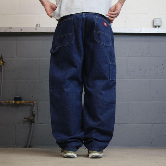 Dickies baggy carpenter jeans loose leg blue Loose denim skate style cargo work pants