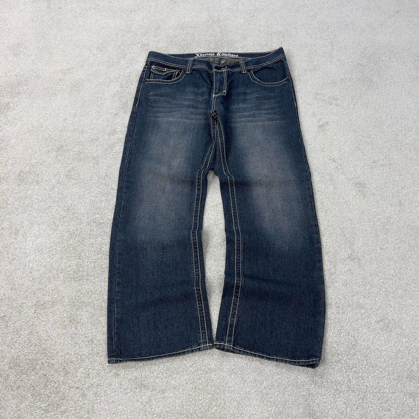 Blue Xtreme Couture jeans W36L30 blue loose y2k 00s style jeans embroidered stitch detail