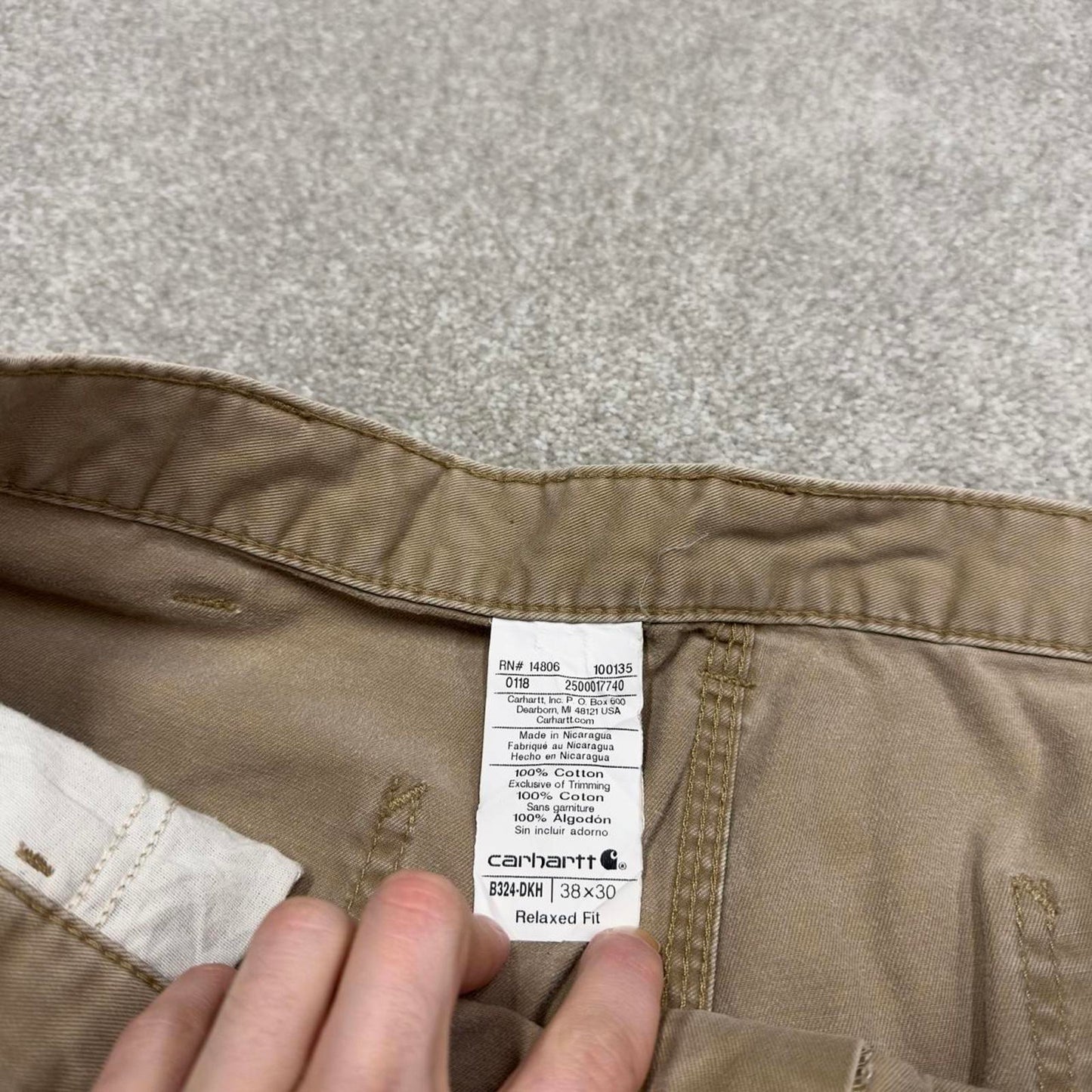 Y2K Carhartt carpenter pants beige Loose relaxed fit skate style workwear cargo pants