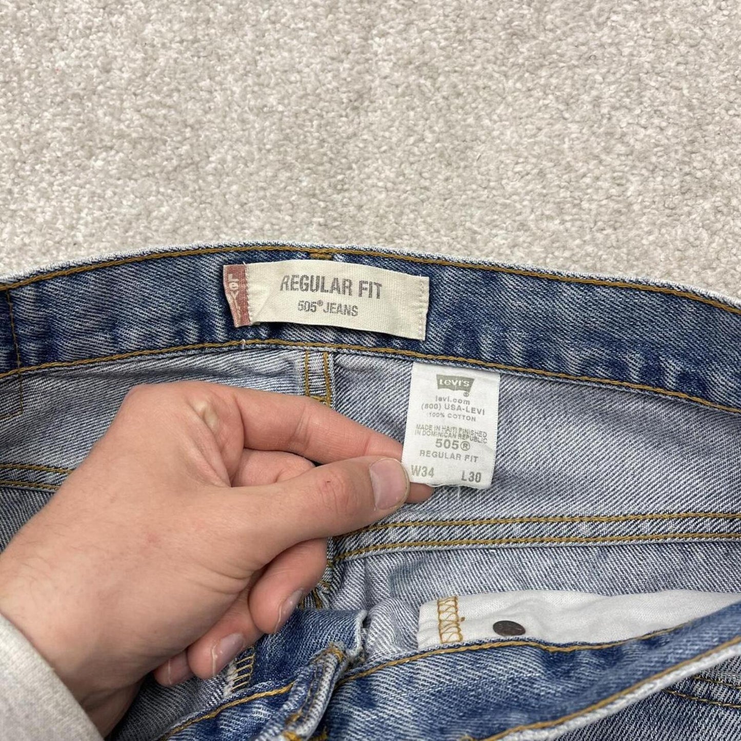 Y2k Levi's 505 jeans regular fit blue 100% cotton denim pants red tab logo