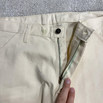 Vintage Dickies baggy carpenter work pants wide leg cream Firm canvas cargo jeans workwear