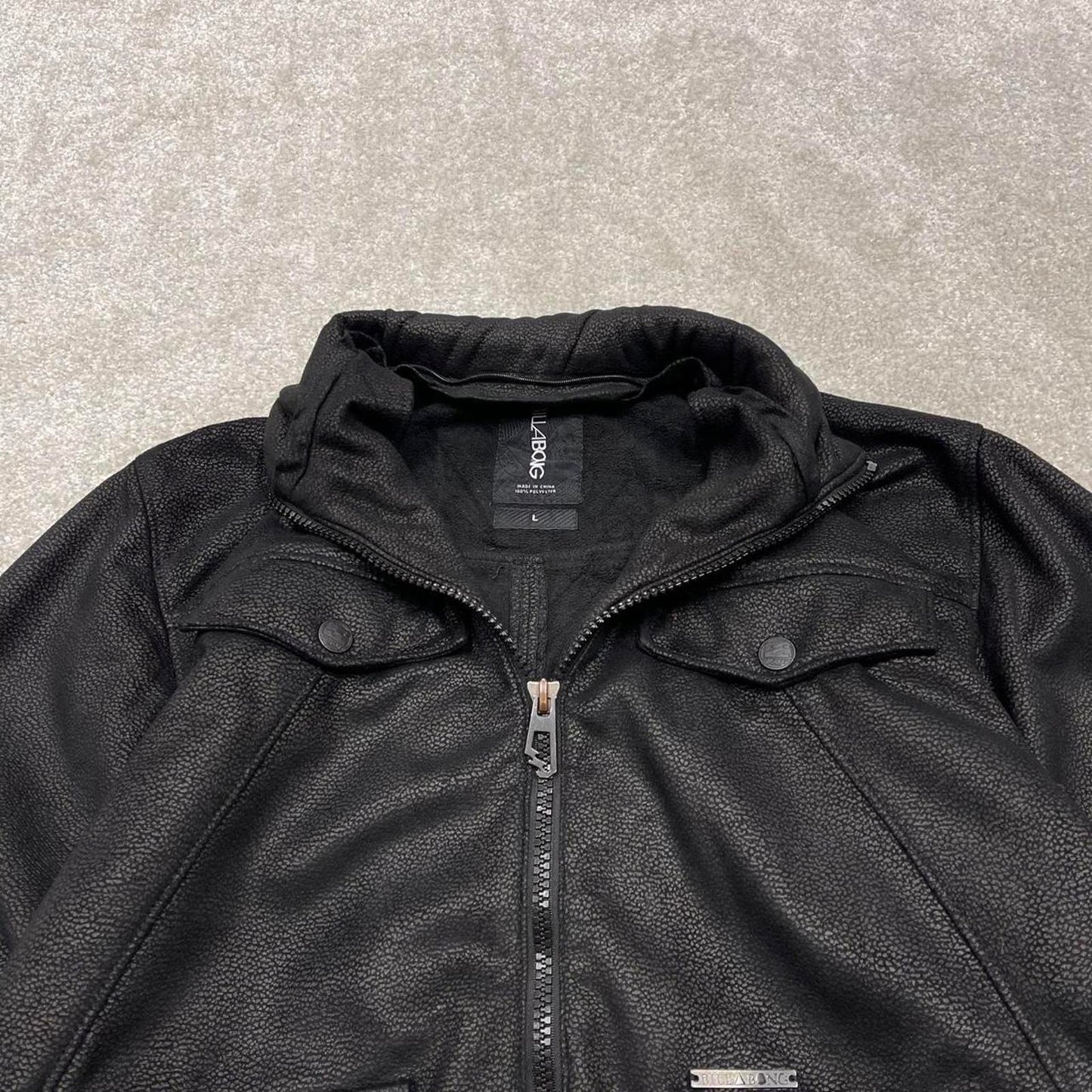 00s Billabong technical bomber jacket L men's y2k style black winter full zip up coat