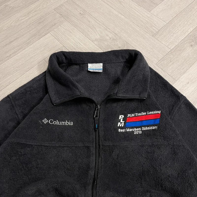 Y2K Columbia technical fleece XL men’s black full zip up autumn adjustable waist
