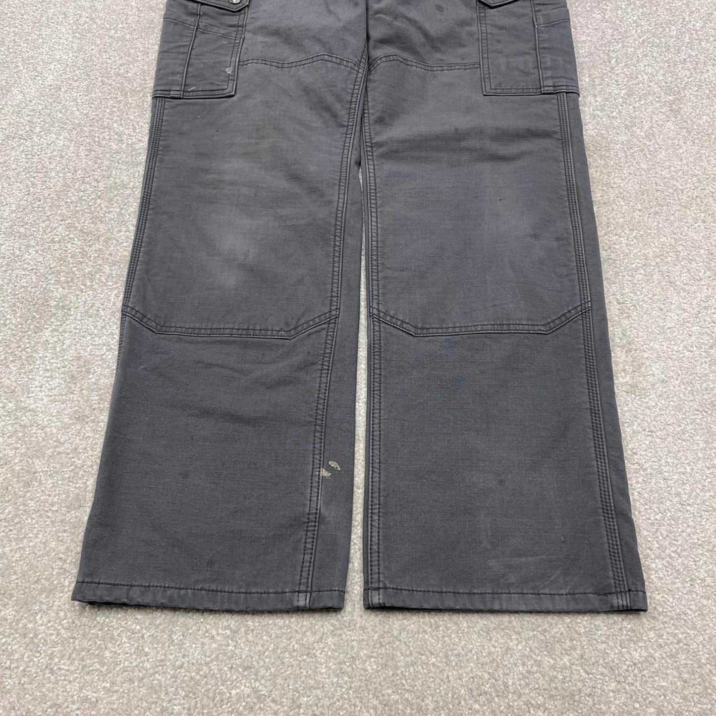 Y2K carhartt cargo pants grey Loose relaxed fit fleece lined skater cargos work pants