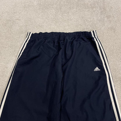 Y2K Adidas tracksuit bottoms loose navy Floaty embroidered lined side stripe track pants