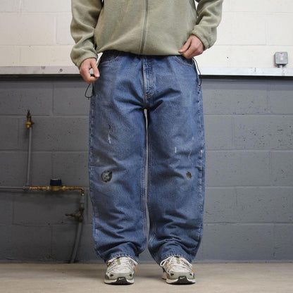 Y2K vintage Carhartt jeans fleece lined blue Loose thick warm denim skate style workwear pants