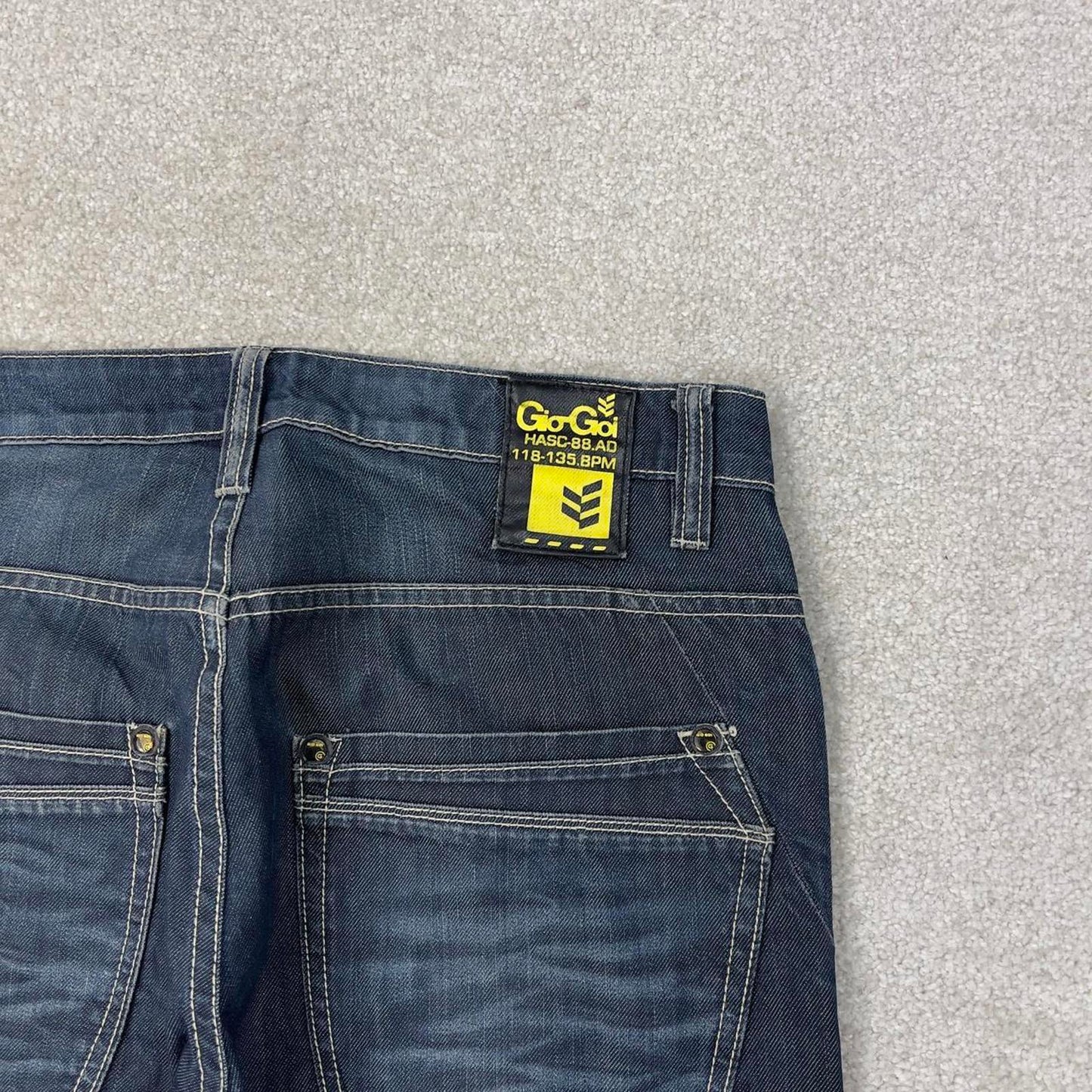 Blue Gio Goi jeans W34L34 blue loose straight y2k 00s style jeans waist patch