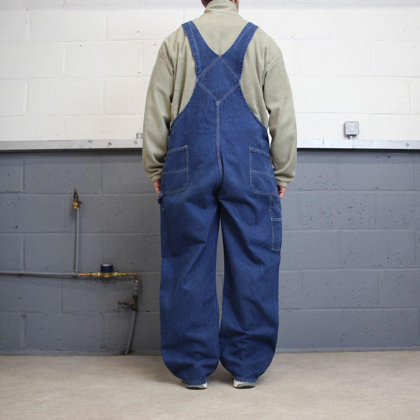 Vintage 90s denim dungarees overalls W44L30 blue Big Yank mens loose bib and brace workwear