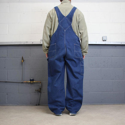 Vintage 90s denim dungarees overalls W44L30 blue Big Yank mens loose bib and brace workwear