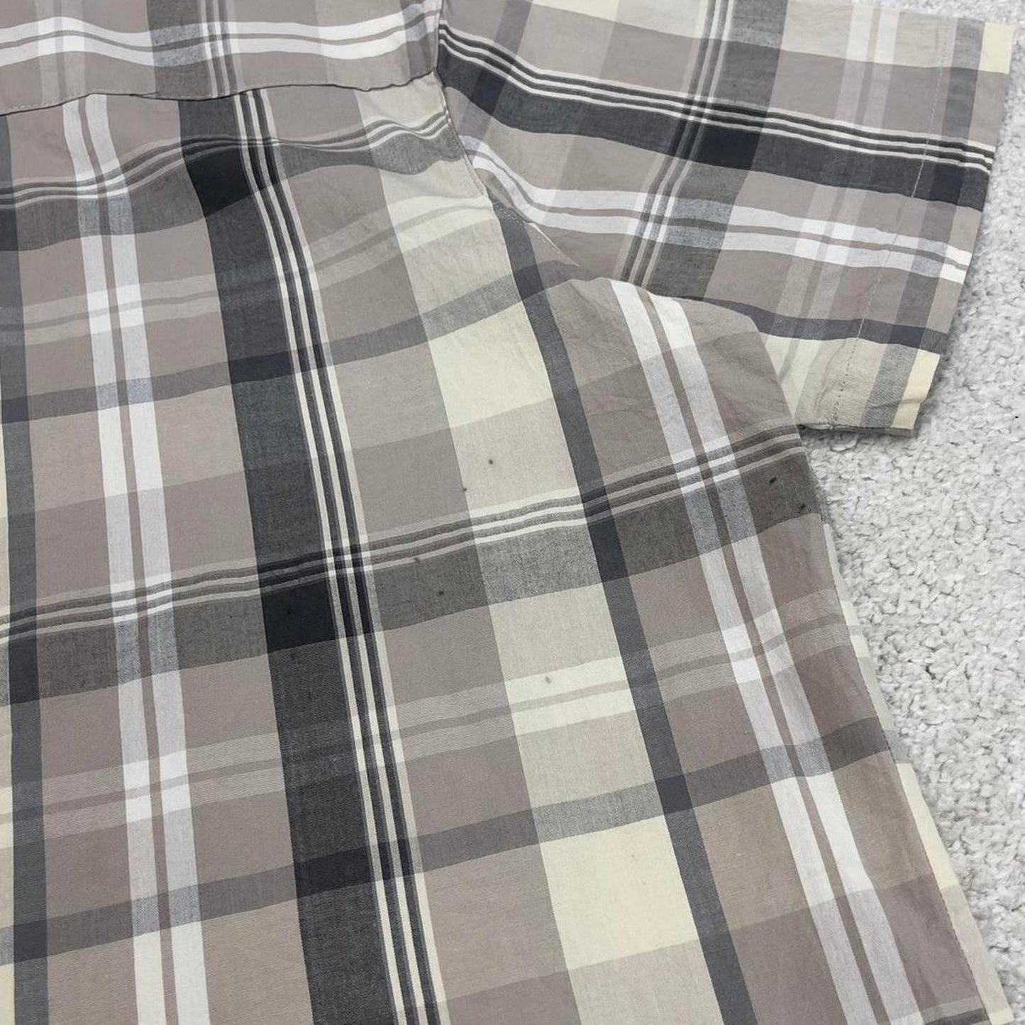 Beige checkered Columbia technical shirt XL men's short sleeve button up autumn y2k style