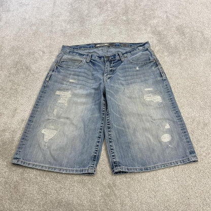 Baggy denim shorts y2k embroidered blue BKE Derek ripped style surf jorts