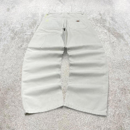 90s Dickies carpenter jeans skater style y2k white canvas cargo work pants