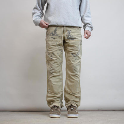 Mens Carhartt carpenter pants W32 L32 tan relaxed cargo skater trousers
