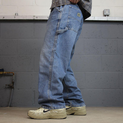 Vintage baggy Lee carpenter jeans y2k blue Loose leg skater style utility workwear trousers